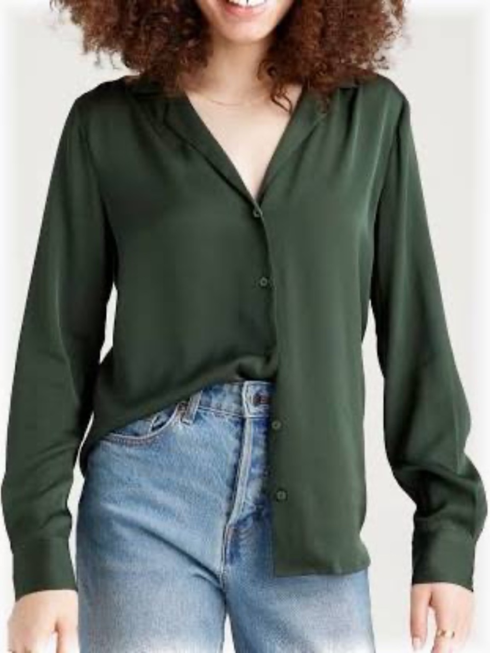 Quince Washable Stretch Silk Notch Collar Blouse NWT